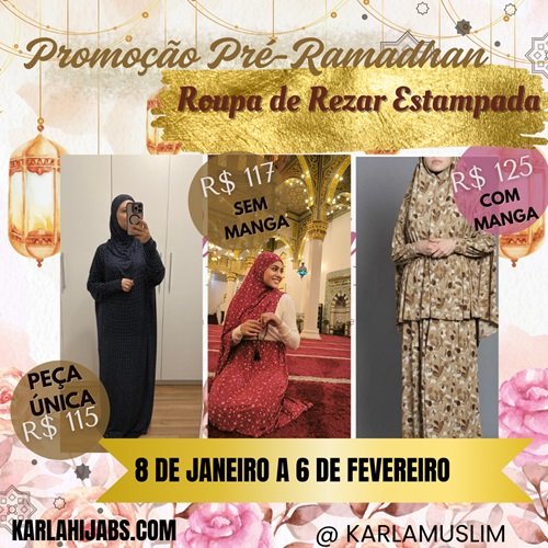 Roupa de Rezar Estampada Promoção de Ramadhan 2026