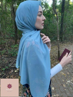 Hijab Chiffon Azul- Cliente Paula