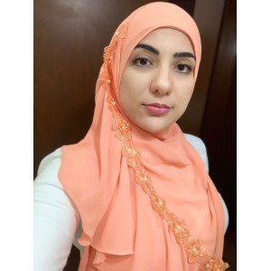 Hijab Babado com Aplicações Pessego