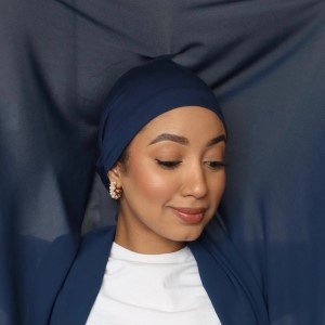 Hijab Solto com Touca Acoplada Cor Azul