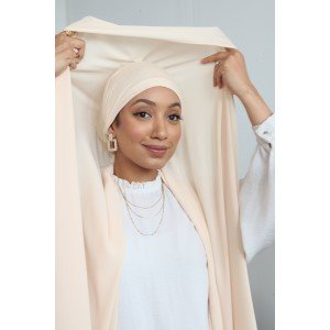 Hijab Solto com Touca Acoplada Cor Creme 