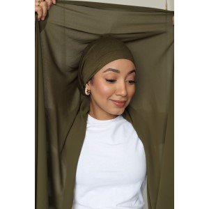 Hijab Solto com Touca Acoplada Cor Verde 