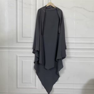 Khimar hijab longo e super modesto cinza chumbo