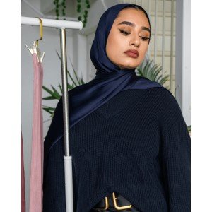 Hijab Toque de Seda azul marinho