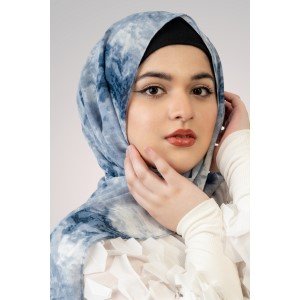 Hijab estampado tie-dye azul