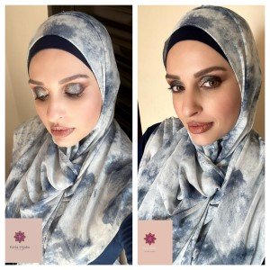 Hijab estampado Chiffon tie-dye azul