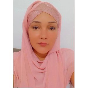 Hijab Trançado com Paetê Rosa