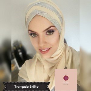 Hijab Trançado Brilho Bege 2 cores