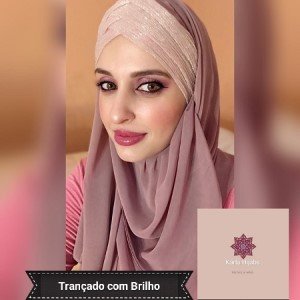 Hijab Trançado  Brilho Marrom