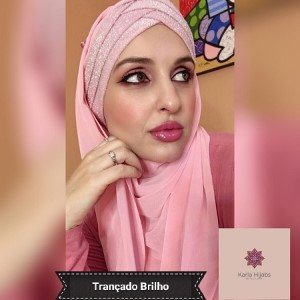 Hijab Trançado Brilho Rosa