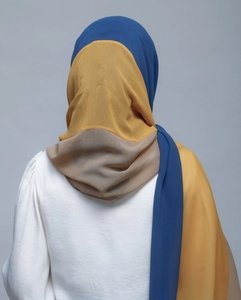 Hijab Chiffon 3 cores - tricolor - mostarda