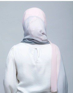 Hijab Chiffon 3 cores - tricolor - rosa bebe