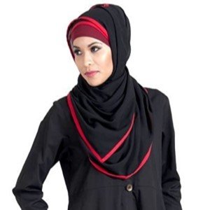 Hijab Vermelho com Borda de Cetim Preto